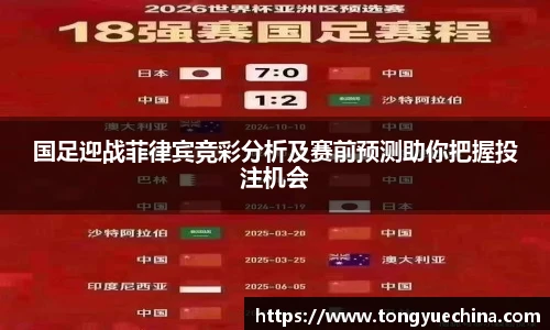 国足迎战菲律宾竞彩分析及赛前预测助你把握投注机会